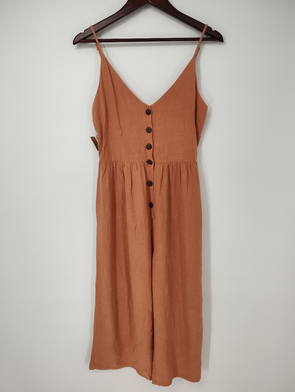 One Heart Clothing Button-Front Spaghetti Strap Jumpsuit Women's Size Small